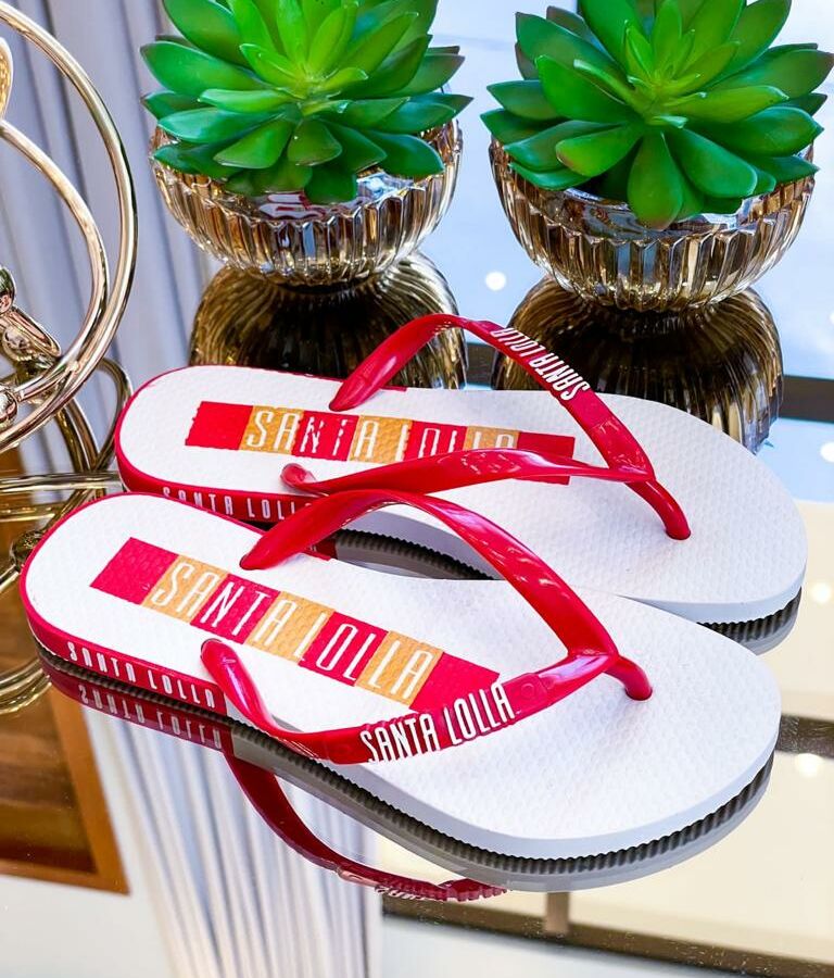 Chinelo de Dedo Lais Lala Branco Com Vermelha Chinelo de Dedo Lais Lala Branco Com Vermelha